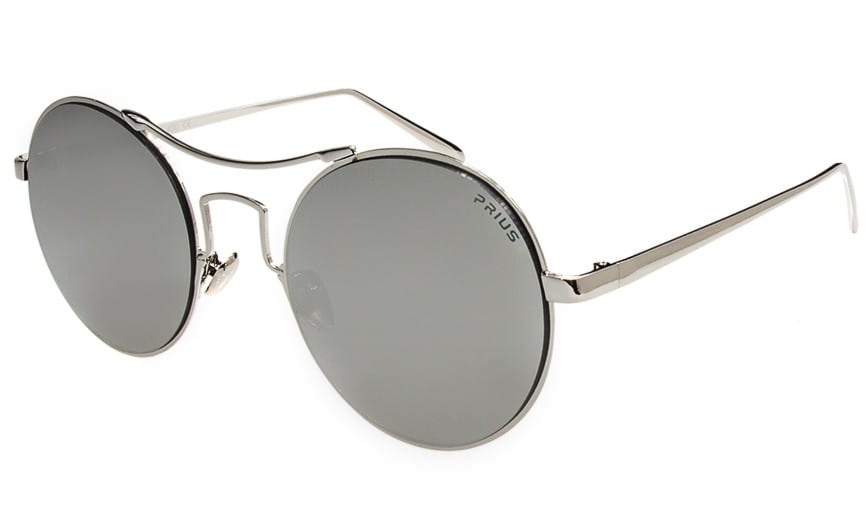 Duże okrągłe okulary przeciwsłoneczne lustrzanki srebrne pre-20c