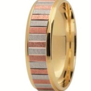 Obrączka z żółtego, białego i czerwonego złota ST-172ZBC-k