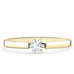 Pierścionek zaręczynowy z żółtego i białego złota z brylantem LP-8012ZB