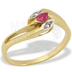 Pierścionek z żółtego złota z rubinem i diamentami JP-34Z-R