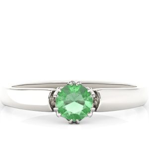 Pierścionek zaręczynowy z białego złota ze szmaragdem BP-2130B