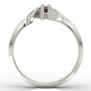 Pierścionek z białego złota z granatem i diamentami JP-66B