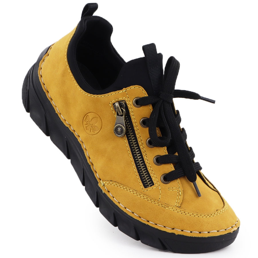 Półbuty damskie komfortowe żółte Rieker 55073-68