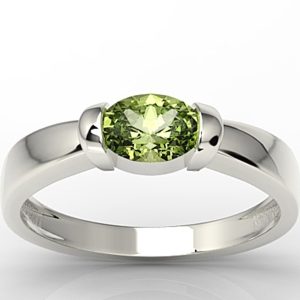 Pierścionek z białego złota z oliwinem AP-67B-OLI