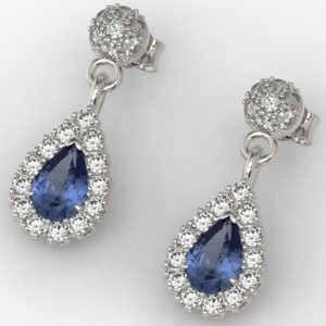 Kolczyki z białego złota z szafirami i diamentami APK-29B