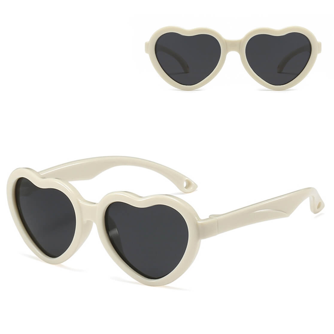 Dziecięce 2-4 lata gumowe okulary przeciwsłoneczne polaryzacyjne serce POL-JR-65C kremowe