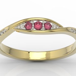 Pierścionek z żółtego złota z rubinami i brylantami AP-97Z-R