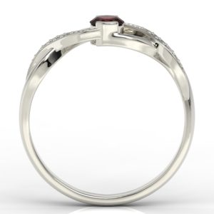 Pierścionek z białego złota z granatem i diamentami BP-39B