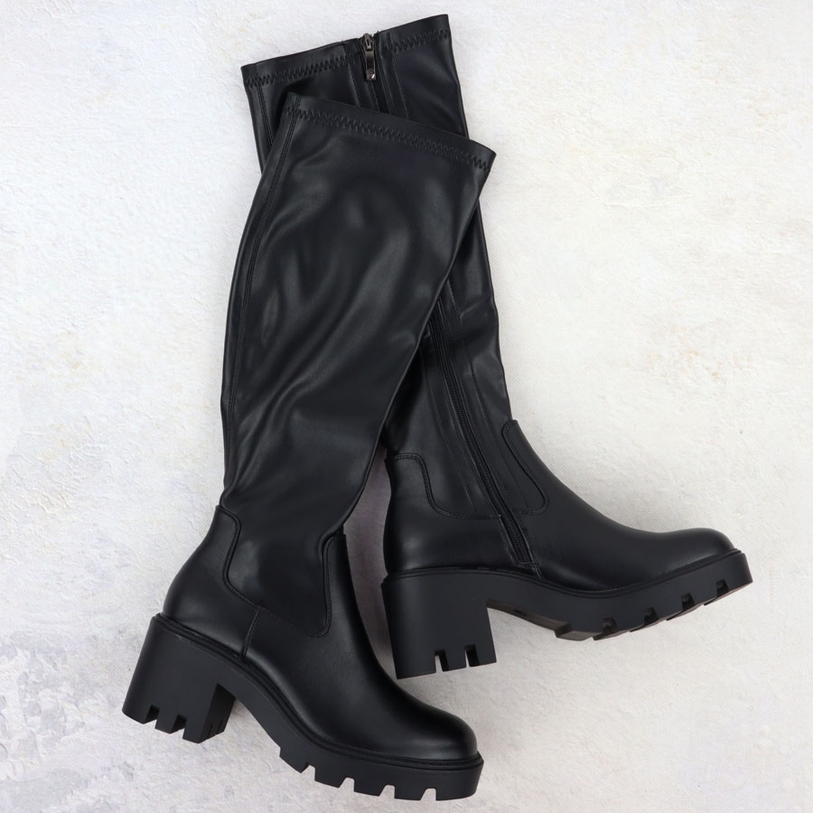 Kozaki damskie na klocku czarne Potocki SZ12533