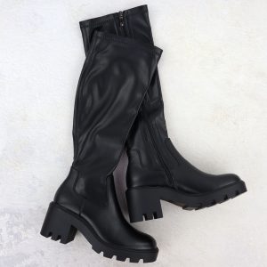 Kozaki damskie na klocku czarne Potocki SZ12533