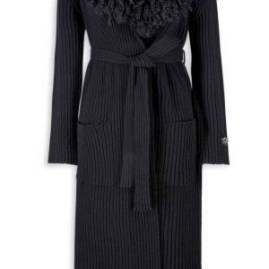 DZIANINOWY KARDIGAN Z FUTRZANYM KOŁNIERZEM "KATE"