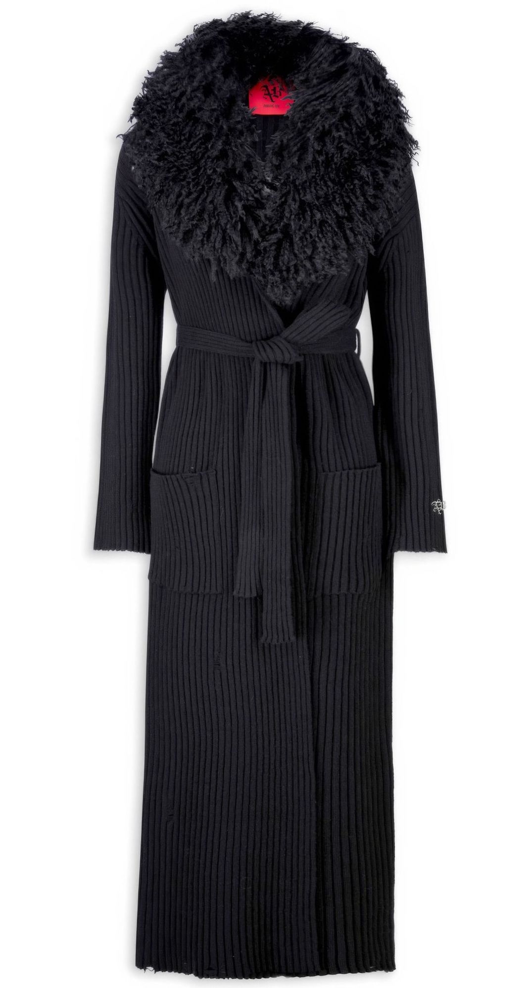 DZIANINOWY KARDIGAN Z FUTRZANYM KOŁNIERZEM "KATE"