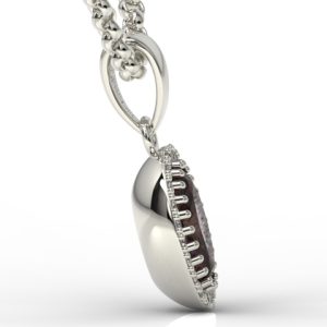 Wisiorek z białego złota z granatem i diamentami APW-49B