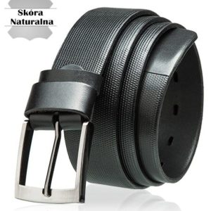 Pasek skórzany BETLEWSKI LIC40 Tłoczenie w pudełku - czarny