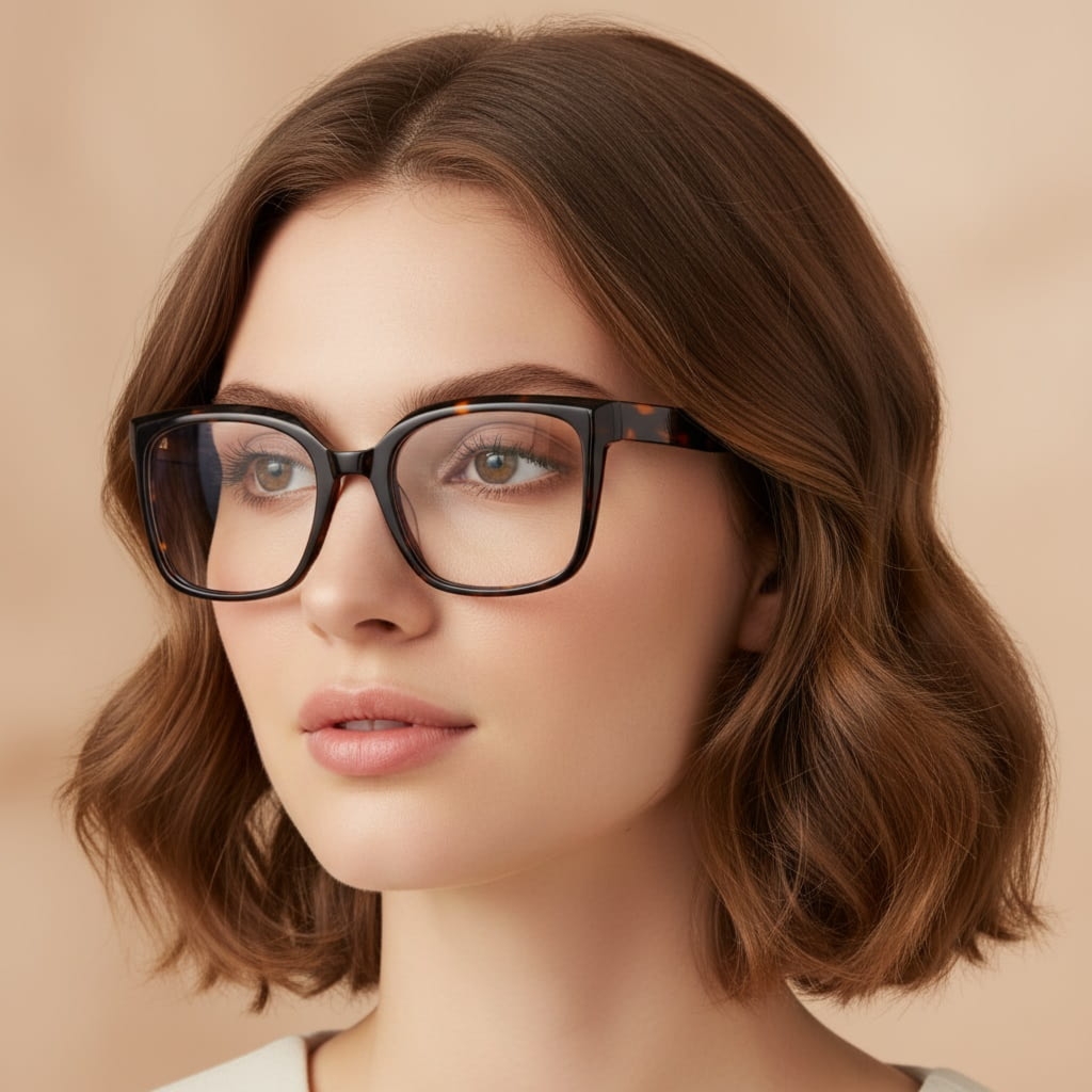 Damskie okulary acetatowe oprawki korekcyjne zerówki kwadratowe AC379B panterka