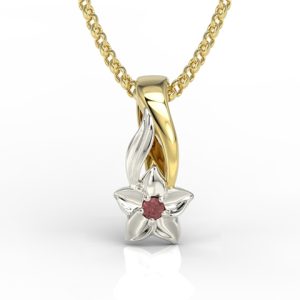 Wisiorek z żółtego i białego złota z granatem BPW-15ZB