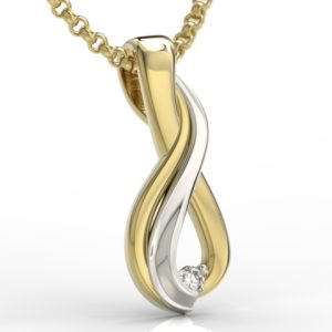 Wisiorek z żółtego i białego złota z diamentem APW-96ZB