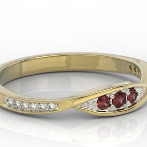 Pierścionek z żółtego złota z granatami i brylantami AP-97Z-R