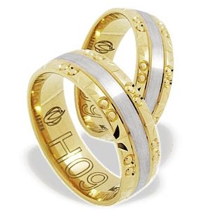 Obrączka z żółtego i białego złota palladowego ŁH-09ZB-light-m