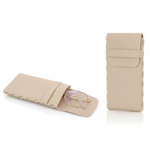 Pokrowiec na okulary zamykany na klapkę ET-135D kremowy