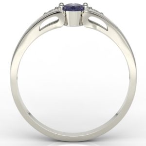 Pierścionek zaręczynowy z białego złota JP-22B z tanzanitem i diamentami 0,04 ct.