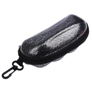Czarne etui okularowe futerał na zamek z karabińczykiem ETC-96