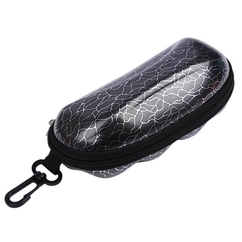 Czarne etui okularowe futerał na zamek z karabińczykiem ETC-96