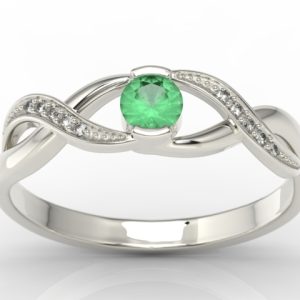 Pierścionek z białego złota ze szmaragdem i diamentami BP-39B