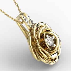 Wisiorek z żółtego i białego złota w kształcie róży z diamentami APW-95ZB