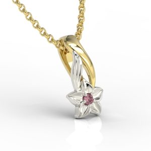 Wisiorek z żółtego i białego złota z rubinem BPW-15ZB