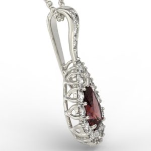 Wisiorek z białego złota z granatem i diamentami APW-29B