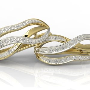 Kolczyki z żółtego i białego złota z diamentami LPK-69ZB