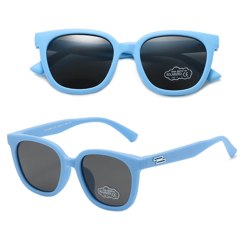 Dziecięce 5-9 lat gumowe okulary przeciwsłoneczne polaryzacyjne POL-JR-66A niebieskie