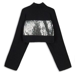 KRÓTKI SWETER Z CEKINOWYM ZDOBIENIEM "ESTELLE"