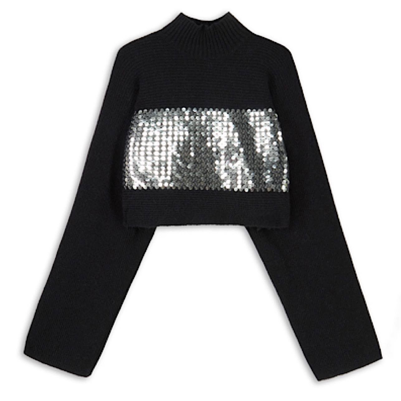 KRÓTKI SWETER Z CEKINOWYM ZDOBIENIEM "ESTELLE"