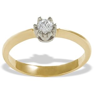 Pierścionek zaręczynowy z żółtego i białego złota z diamentem 0,12 ct wzór AP-1012ZB