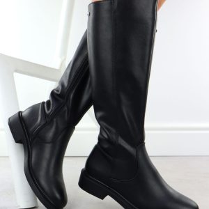 Skórzane kozaki damskie ocieplane czarne Sergio Leone 25600