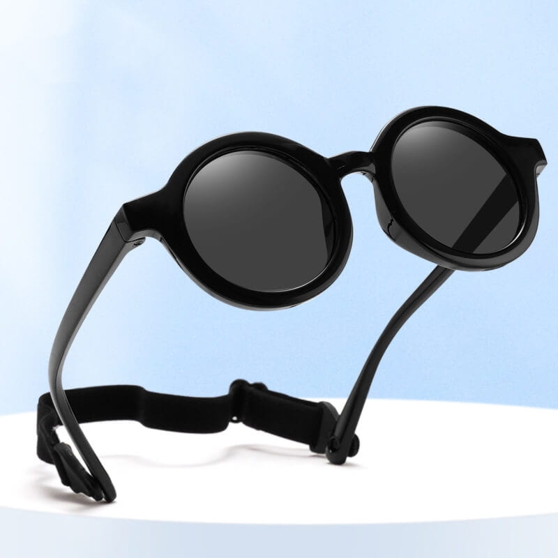 Dziecięce 0-2 lata gumowe okulary przeciwsłoneczne polaryzacyjne z gumką POL-JR-73 czarne