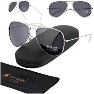 Okulary przeciwsłoneczne z polaryzacją pilotki POL-3026 srebrny/czarny