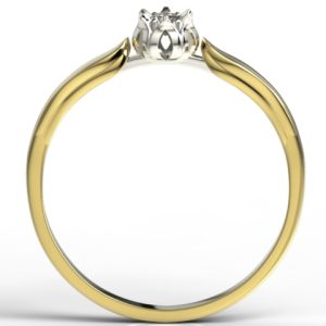 Pierścionek zaręczynowy w kształcie konwalii AP-4010ZB z żółtego i białego złota z brylantem.