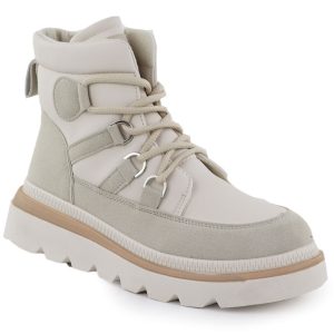 Botki damskie na platformie beżowe NEWS 9247