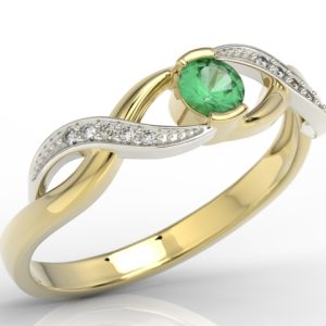 Pierścionek z żółtego i białego złota ze szmaragdem i diamentami BP-39ZB
