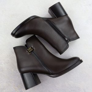 Skórzane botki damskie na obcasie brązowe Sergio Leone BT25209-S