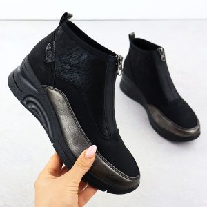 Botki damskie na zamek czarne Rieker N9362-01