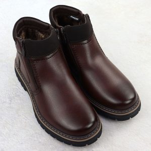 Botki męskie ocieplane trzewiki na suwaki brązowe VanHorn AN71317