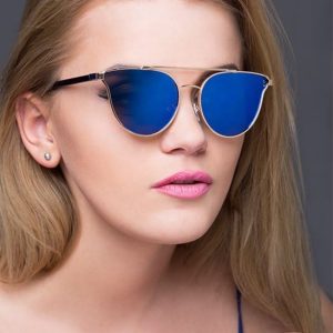 Damskie okulary przeciwsłoneczne Glam Rock Kocie oczy lustrzanki 1475