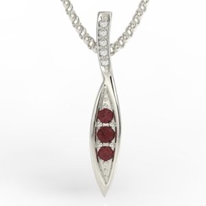 Wisiorek z białego złota z granatami i diamentami APW-97B