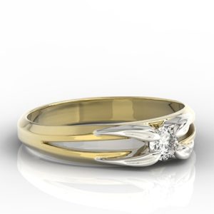 Pierścionek zaręczynowy z żółtego i białego złota z brylantem BP-4316ZB