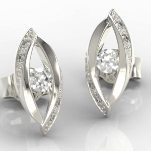Kolczyki z białego złota z diamentami LPK-60B