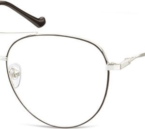 Okulary oprawki Pilotki zerówki metalowe korekcyjne 932 srebrne + czarne